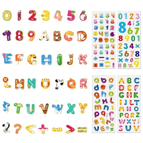 42 Stück Alphabet-Kühlschrankmagnete Für Kinder Und 4 Alphanumerische Aufkleber, Kreative Cartoon-Kühlschrankmagnete, Frühkindliches Bildungsspielzeug, Niedliche Dekorationen von CVDYWDJIE