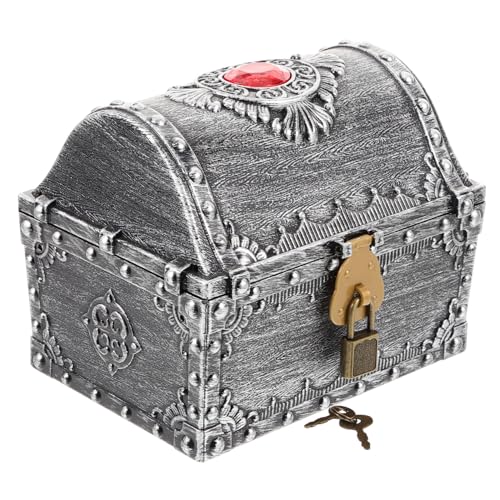 CVUTOVO Kleine Schatztruhe Aus Plastik Piratenschatzkiste Mit Schloss Und Schlüssel Für Spielzeug Und Persönliche Gegenstände Vintage-Box Für Aufbewahrung CVUTOVO Kleine Schatztruhe Aus Plastik Piratenschatzkiste Mit Schloss Und Schlüssel Für Spielzeug Und Persönliche Gegenstände Vintage-Box Für Aufbewahrung von CVUTOVO