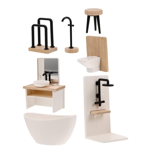 CVUTOVO Möbel Set mit Dusche Waschbecken Toilette Badewanne Hocker Handtuchhalter und Wasserhahn Langlebiges Puppenhaus Zubehör für Dekoration und Sammler CVUTOVO Möbel Set mit Dusche Waschbecken Toilette Badewanne Hocker Handtuchhalter und Wasserhahn Langlebiges Puppenhaus Zubehör für Dekoration und Sammler von CVUTOVO