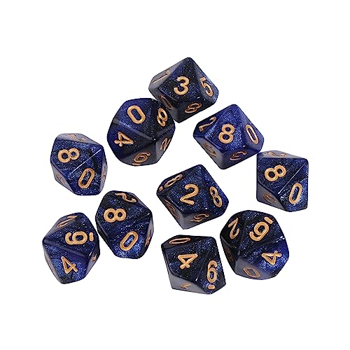 10-teiliges Acryl-Würfel-Set, polyedrisch, D10, 10-seitig, 15 mm, für RPG-Spiele, Geschenk, Party, Rollenspiel, Rollenspiel-Würfel-Set von CVZQTE