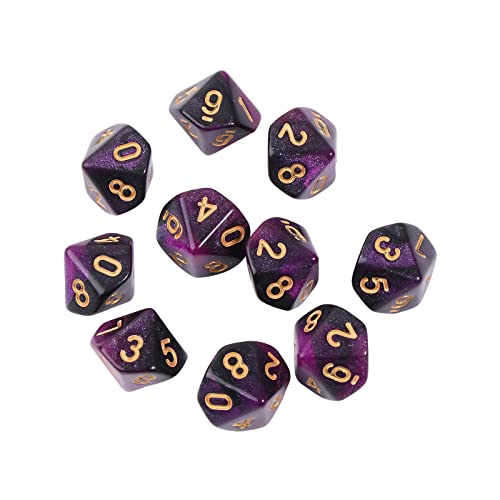 10-teiliges Acryl-Würfel-Set, polyedrisch, D10, 10-seitig, 15 mm, für RPG-Spiele, Geschenk, Party, Rollenspiel, Rollenspiel-Würfel-Set von CVZQTE