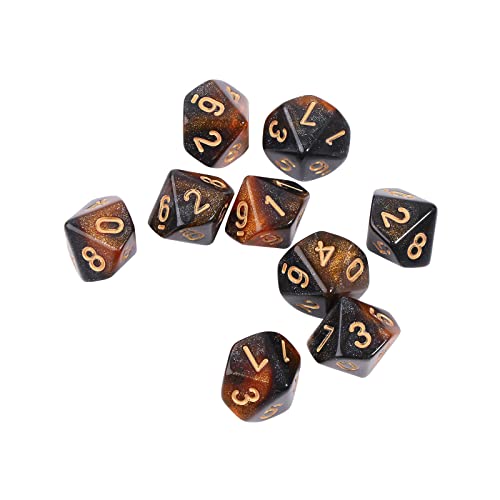 10-teiliges Acryl-Würfel-Set, polyedrisch, D10, 10-seitig, 15 mm, für RPG-Spiele, Geschenk, Party, Rollenspiel, Rollenspiel-Würfel-Set von CVZQTE