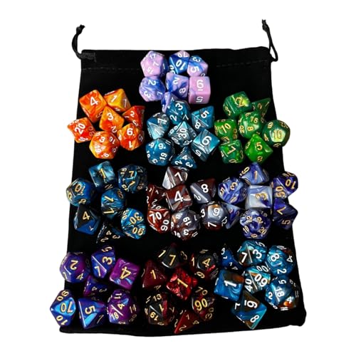 CVZQTE 70Pcs 10 Polyhedral Würfel Mehrseitige Würfel Brettspiel Würfel Rolle Tisch von CVZQTE