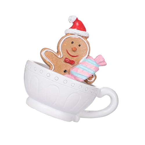 CVZQTE Harze Weihnachtsmann Schneemann Lebkuchen in Tasse Figur Ornament für Weihnachten Kuchen Topeprs Dekoration für Zuhause Tischregal von CVZQTE