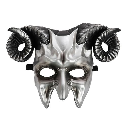 CVZQTE Maskerade Maske Teufelsmaske 3D Ochsenhorn Maske Horror Halloween Cosplay Kostüm Maske Horror Halbgesichtsmaske Teufelshorn Maske Horn Maskerade Maske Ziegenhorn Maske von CVZQTE