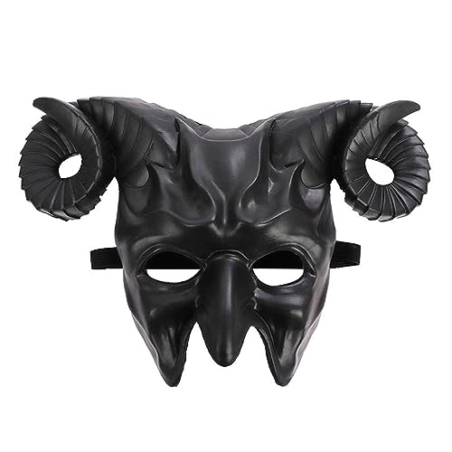 CVZQTE Maskerade Maske Teufelsmaske 3D Ochsenhorn Maske Horror Halloween Cosplay Kostüm Maske Horror Halbgesichtsmaske Teufelshorn Maske Horn Maskerade Maske Ziegenhorn Maske von CVZQTE