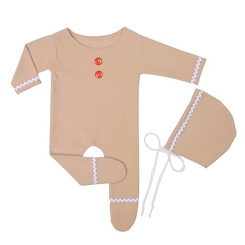 CVZQTE Niedliches Weihnachtliches Fotografie Kostüm Set Für Neugeborene Baby Overall Mit Schnürmütze Säuglingsfotografie Requisiten von CVZQTE