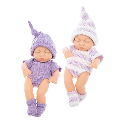 CVZQTE Set Mit 2 Schlafenden Babypuppen Aus Hochsimuliertem Mit Weicher Textur Für Realistische Waschbare Wiedergeborene Babypuppen Neuer Eltern von CVZQTE