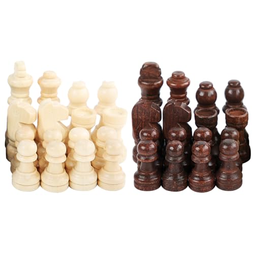 Internationale Schachfiguren aus Holz, handgeschnitzt, Schachspiel, Spielfiguren, Schachbrettzubehör, tragbare Schachfiguren aus Holz, handgeschnitzt, 32 Stück von CVZQTE