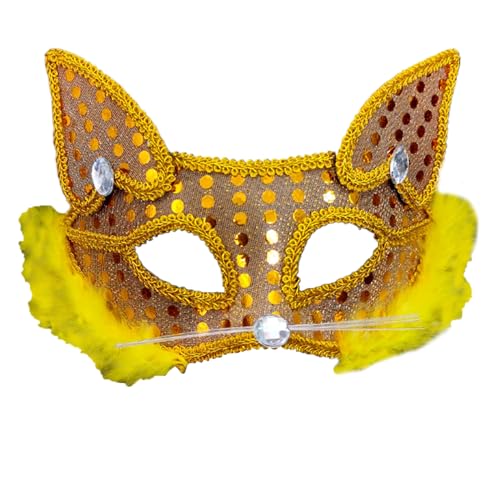 Maskerade Maske Füchse Maske Halbgesichtsmaske Pailletten Katzen Maske Tiermaske Halloween Kostüm Maske Dress Up Maske für Party Füchse Maske Halbgesichtsmaske Halloween Party Maske Plüsch Katzen von CVZQTE