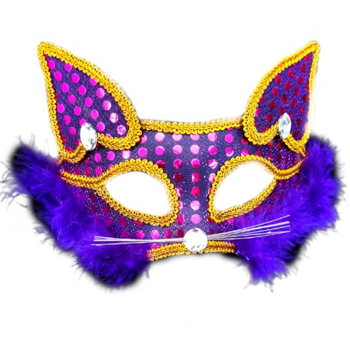 Maskerade Maske Füchse Maske Halbgesichtsmaske Pailletten Katzen Maske Tiermaske Halloween Kostüm Maske Dress Up Maske für Party Füchse Maske Halbgesichtsmaske Halloween Party Maske Plüsch Katzen von CVZQTE