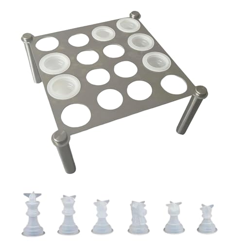 Schach-Set, Harz-Silikonformen, Brettspiel-Formen, eleganter Metallständer, Schachartikel, Schachhalter für Schach von CVZQTE