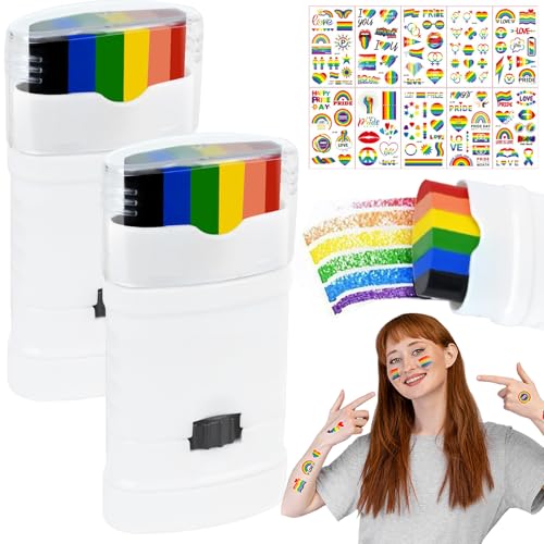 CWENDANER 2X Regenbogen und 10 Regenbogenaufkleber -Schminkstifte für Pride | LGBTQ Gesichtsfarbe & Deko | CSD Accessoires, Paraden & Feste CWENDANER 2X Regenbogen und 10 Regenbogenaufkleber -Schminkstifte für Pride | LGBTQ Gesichtsfarbe & Deko | CSD Accessoires, Paraden & Feste von CWENDANER