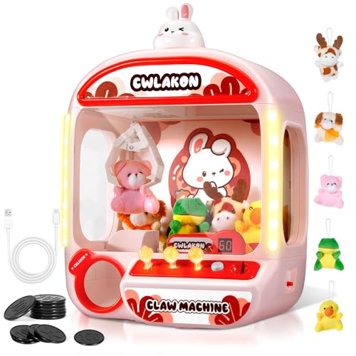 CWLAKON Greifautomat Candy Grabber Süßigkeitenautomat mit Sound für Mädchen, Süßigkeiten Greifer Spielautomat Spender Arcade Spiele mit Mini Plüschspielzeug, Weihnachts und Geburtstagsgeschenke von CWLAKON