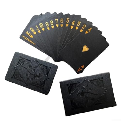 CWOQOCW Luxuriöse schwarz-goldene Kunststoff-Spielkarten, perfekt für Poker, Blackjack und mehr von CWOQOCW