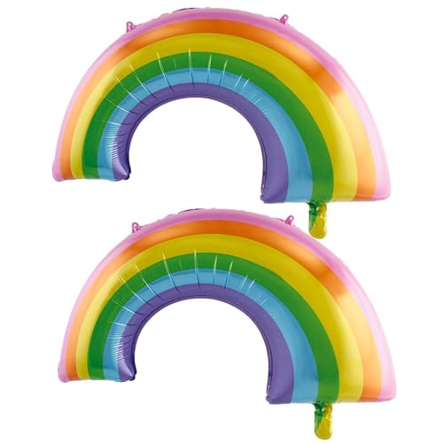 2 Stück Regenbogen-Luftballons, Aluminiumfolien-Luftballons, Kreative Deko-Luftballons, Party-Dekorationen, Regenbogen-Dekorationen, Regenbogen-Motto-Partyzubehör von CWPFVQA