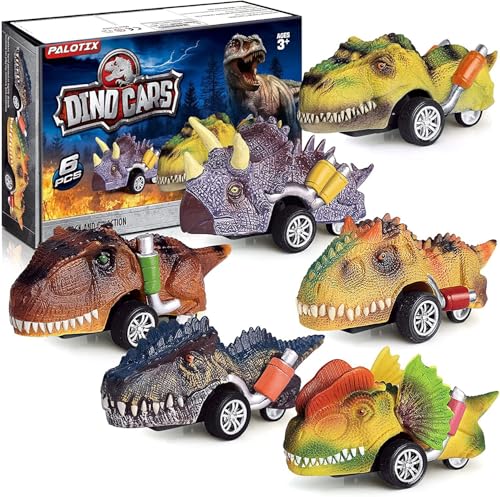 CWXCYVR 6Pcs Mini Dinosaurier Pull Back Auto, Dinosaurier Auto Spielzeug, Dinosaurier Spielzeug, Rallye Auto Spiele geeignet für Jungen und Kleinkinder im Alter von 3-6 A von CWXCYVR