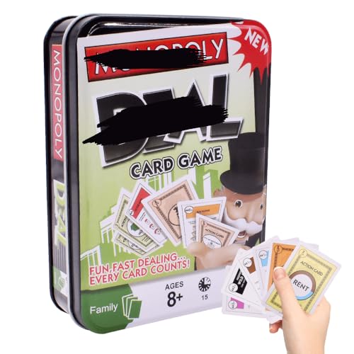 CWXCYVR Brettspiel für Kinder und Erwachsene, Monopolly Karten-Spiel Set, Monopolly Kartenspiel, Karten Kartenspiel, Familienkartenspiel für Spieleabende, Reisen, Camping und Partys (Schwarz) von CWXCYVR