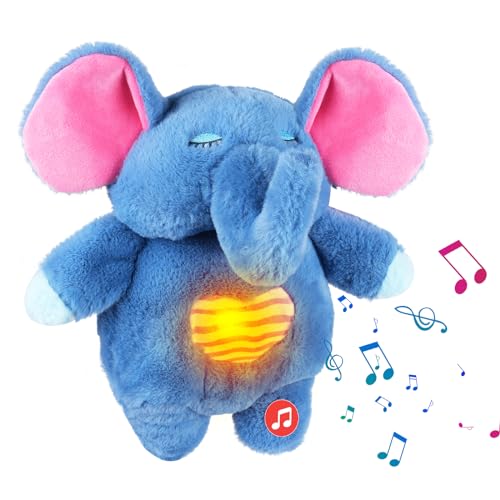 CWZY Atmender Stofftier, beruhigender atmender Stofftier Elefant für Angst, Erwachsene und Kinder, Atemlichter und Soundmaschine mit realistischer Atmung von CWZY