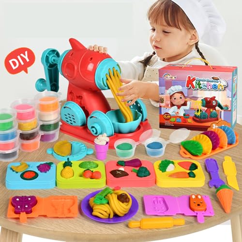 CXAFQ Teig Spiel Set Küche Pasta Party Spielset Wilder Friseur Spielset Spielzeug Für Mädchen und Jungen ab 4, Osterspielzeug Teig Spiel Set, Weihnachtsspielzeug Teig Spiel Set von CXAFQ