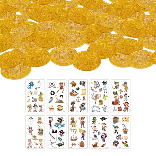 CXNXFD 100 Stück Goldmünzen Piratenschatz, Goldtaler Künstliche Goldmünzen Spielmünzen Schatzsuche mit Piratenmotiv Prägung, Spielgeld für Schatzsuche CXNXFD 100 Stück Goldmünzen Piratenschatz, Goldtaler Künstliche Goldmünzen Spielmünzen Schatzsuche mit Piratenmotiv Prägung, Spielgeld für Schatzsuche von CXNXFD
