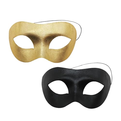 CXNXFD 2 Stück Venezianische Maske, Maskerade Maske，Klassische goldene Maske, Karnevalsmaske mit elastischem Band für männliches und weibliches Paar (schwarz + gold) von CXNXFD