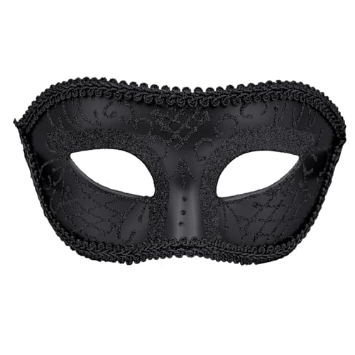 CXNXFD Schwarze Maske Gemaltes Muster Retro Männliche Und Weibliche Halbgesichtsmaske Venezianische Maske Halloween Karneval Cosplay Kostüm Party Kostümzubehör von CXNXFD