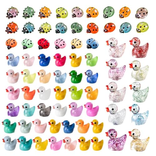 CYGMRFH 72 Stück Mini-Figuren Set, 48 Enten-Ornamente 24 Marienkäfer-Dekorationen, Leuchtende Mini-Enten & 3D Kleine Enten-Figuren, Süße Harz-Miniaturspielzeuge für Aquarium Puppenhaus DIY Feengarten CYGMRFH 72 Stück Mini-Figuren Set, 48 Enten-Ornamente 24 Marienkäfer-Dekorationen, Leuchtende Mini-Enten & 3D Kleine Enten-Figuren, Süße Harz-Miniaturspielzeuge für Aquarium Puppenhaus DIY Feengarten von CYGMRFH