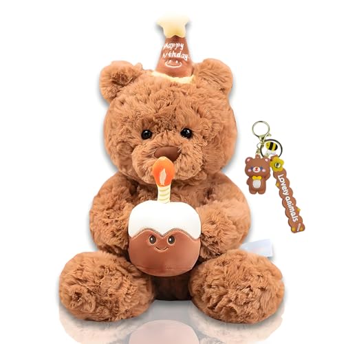 CYGMRFH Bär Plüschtier Plüsch Spielzeug Mit Geburtstagshut, 30cm Braun Niedliche Bär Stofftier Mit Kuchen Und Hat, Nette Niedliche Stofftierbär für Mädchen Jungen Kinder Weihnachten Geburtstag 30cm CYGMRFH Bär Plüschtier Plüsch Spielzeug Mit Geburtstagshut, 30cm Braun Niedliche Bär Stofftier Mit Kuchen Und Hat, Nette Niedliche Stofftierbär für Mädchen Jungen Kinder Weihnachten Geburtstag 30cm von CYGMRFH