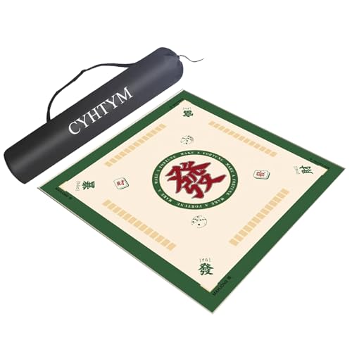 CYHTYM Chinesisches Mahjong-Tischset, rutschfeste, geräuschreduzierende Tischdecke, für Pokerkarten, Brettspiele und Legespiele(Green,100CM/39.3") von CYHTYM