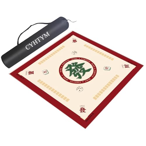 CYHTYM Chinesisches Mahjong-Tischset, rutschfeste, geräuschreduzierende Tischdecke, für Pokerkarten, Brettspiele und Legespiele(Red-2,110cm/43.3") von CYHTYM