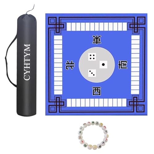 CYHTYM Geräuschreduzierende, rutschfeste Mahjong-Matte für den Tisch, 23,6"-55,1" quadratische Tischmatte mit Kordelzugbeutel(Blue-2,140cm/55.1") von CYHTYM