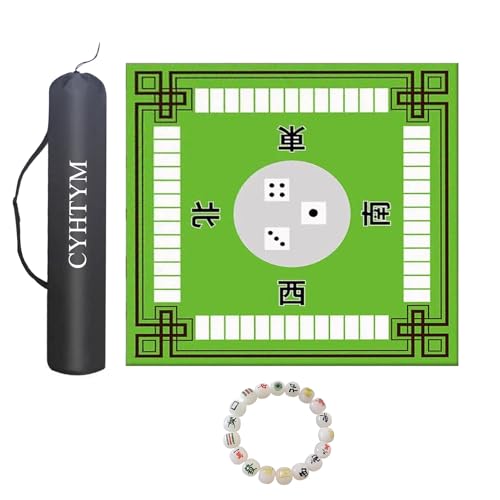 CYHTYM Geräuschreduzierende, rutschfeste Mahjong-Matte für den Tisch, 23,6"-55,1" quadratische Tischmatte mit Kordelzugbeutel(Green-1,100CM/39.3") von CYHTYM