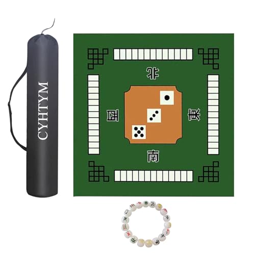 CYHTYM Geräuschreduzierende, rutschfeste Mahjong-Matte für den Tisch, 23,6"-55,1" quadratische Tischmatte mit Kordelzugbeutel(Green-2,100CM/39.3") von CYHTYM