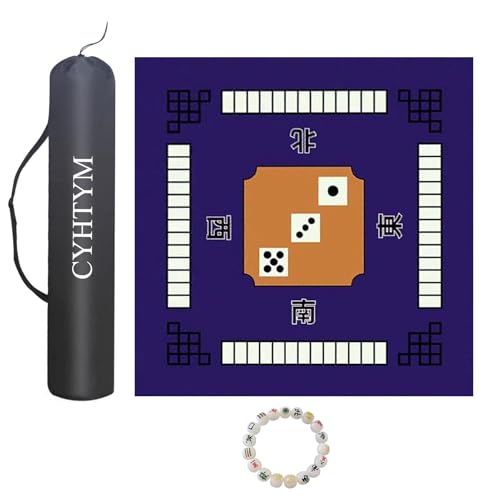 CYHTYM Geräuschreduzierende, rutschfeste Mahjong-Matte für den Tisch, 23,6"-55,1" quadratische Tischmatte mit Kordelzugbeutel(Purple,100CM/39.3") von CYHTYM