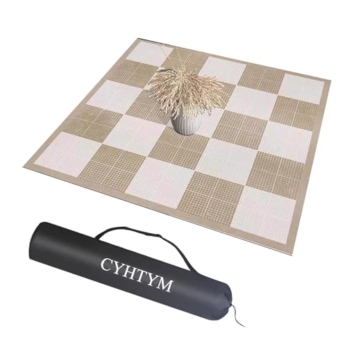 CYHTYM Mahjong-Tischmatte mit Rand, quadratische Tischmatte mit Vibrationsreduzierung, Mahjong-Pad für Brett-, Kachel- und Kartenspiele(Off White -6,120cm/47.2") von CYHTYM