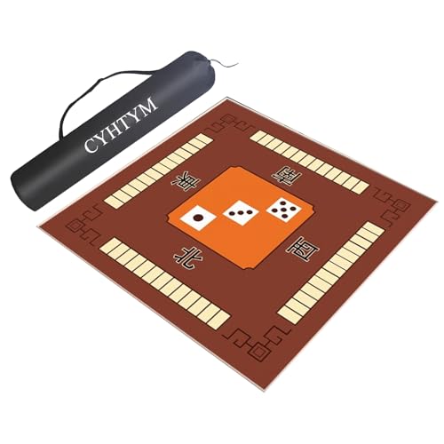 CYHTYM rutschfeste und geräuschreduzierende Mahjong-Matte mit Ausrichtung, vibrationsreduzierendes Mahjong-Pad, quadratische Brettspielmatte(Brown,60CM/23.6") von CYHTYM