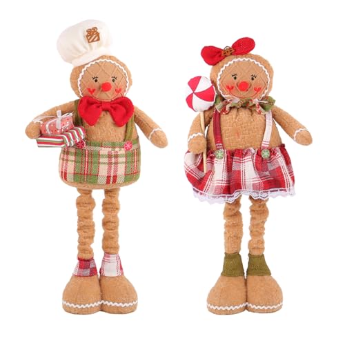 CYILPR 2-teiliges Weihnachtsfiguren-Set mit Lebkuchenfiguren, für Mann, Jungen, Mädchen, Plüschpuppen, handgefertigt, gefüllte Ornamente, Sammlerstück, Party-Dekorationen von CYILPR