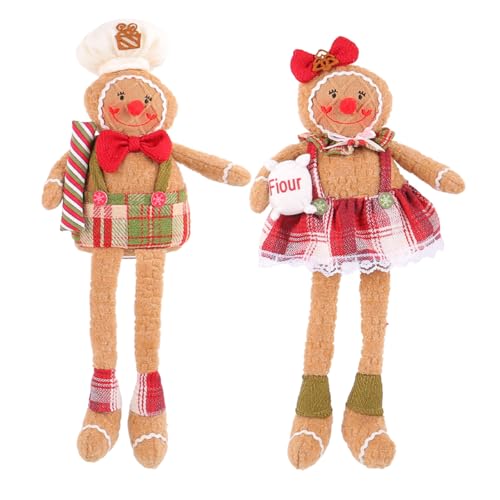 CYILPR 2-teiliges Weihnachtsfiguren-Set mit Lebkuchenfiguren, für Mann, Jungen, Mädchen, Plüschpuppen, handgefertigt, gefüllte Ornamente, Sammlerstück, Party-Dekorationen von CYILPR