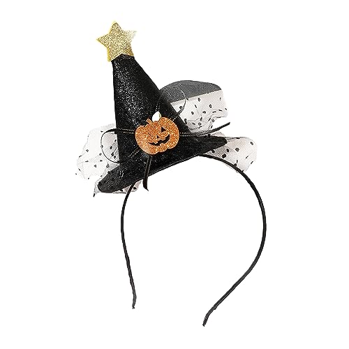 CYILPR Stirnband, Halloween-Kopfschmuck, Stern-Hexenhut, Stirnband, Kürbis-Haarreif mit Netz, starker Halt, Haarnadel für Mädchen und Jungen von CYILPR