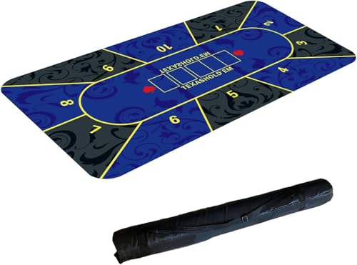 CYJAZNHH Poker Matte Texas Hold'em Poker Layout, Faltbare Pokertischplatte for 10 Spieler mit Aufbewahrungstasche, Texas Hold'em Pokermatte for Blackjack, Casino, Pokerspiele(1.2 x 0.6 M) von CYJAZNHH