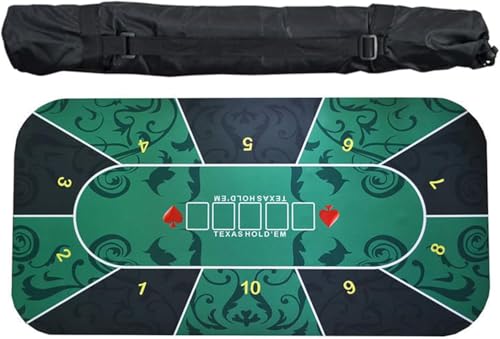 CYJAZNHH Poker Matte Texas Hold'em Poker Layout, Gummimatte for Texas Hold'em Poker for 10 Spieler, Pokertisch-Layout mit Tragetasche for Pokerspiele, Blackjack, Casino(1.2 x 0.6 M) von CYJAZNHH