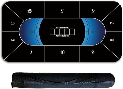 CYJAZNHH Poker Matte Texas Hold'em Poker Layout, Pokertischplatte, Texas Hold'em Pokermatte for bis zu 6 Spieler, Pokertischmatten-Layout mit Aufbewahrungstasche for Pokerspiele(1.2 x 0.6 M) von CYJAZNHH