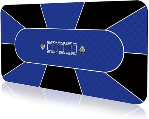 CYJAZNHH Poker Matte Texas Hold'em Poker Layout, Professionelle Pokermatte, tragbare Texas Hold'em-Pokertischmatte aus Gummi for 10 Spieler mit Tragetasche(Large) von CYJAZNHH