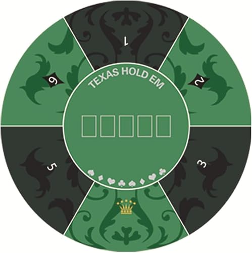 CYJAZNHH Poker Matte Texas Hold'em Poker Layout, Runde Pokermatte, Texas Hold'em Runde Pokertischplatte, Spiellayoutmatte for 6 Spieler mit Tragetasche, for Pokerspiele(Green,0.6 x 0.6 M) von CYJAZNHH