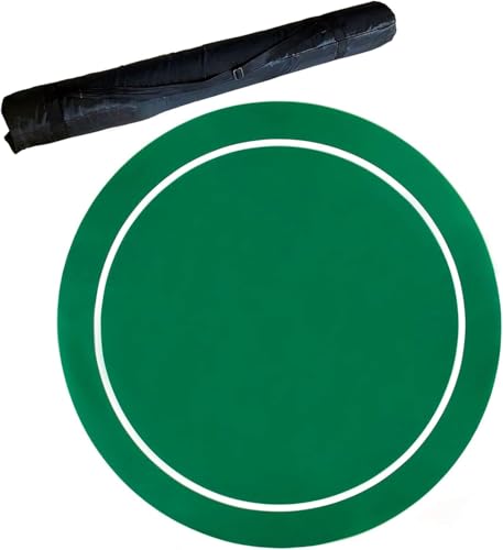 CYJAZNHH Poker Matte Texas Hold'em Poker Layout, Rundes Pokertisch-Layout, professionelle Pokermatte mit Tragetasche, Tisch-Casino-Filz-Layout for Karten, Pokerspiele(Green,24inch) von CYJAZNHH