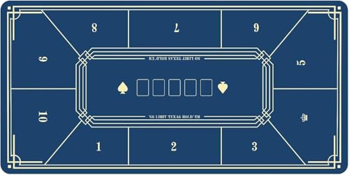 CYJAZNHH Poker Matte Texas Hold'em Poker Layout, Texas Hold'em Pokermatte, professionelle Casino-Tisch-Layoutmatte mit Tragetasche, Gummi-Spiel-Layout-Tischauflage for Partys(Blu,Large) von CYJAZNHH