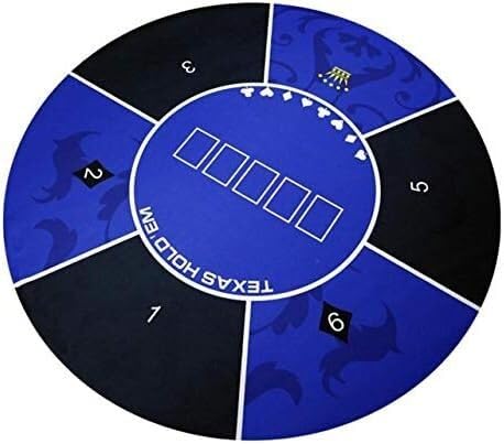 CYJAZNHH Poker Matte Texas Hold'em Poker Layout, Tragbare, runde Pokertischmatte mit Flanelloberfläche, Texas Hold'em Pokermatte mit Tragetasche for Familienpartyspiele, Pokerzubehör(Blu) von CYJAZNHH