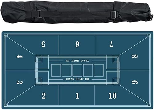 Poker Matte Texas Hold'em Poker Layout, Gummimatte for Texas Hold'em Poker for 10 Spieler mit Tragetasche, zusammenklappbares Pokertisch-Layout for Pokerspiele, Blackjack, Casino(1.2 x 0.6 M) von CYJAZNHH