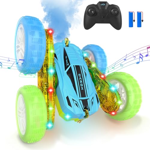 CYLION Ferngesteuertes Auto, 2.4Ghz 360° drehbare RC RC Auto Spielzeug mit mit Lichtern und Spray, 4WD Off Road Drift Auto Spielzeug Geschenke für Jungen 6 7 8 9 10 12 (Blau und Grün) von CYLION